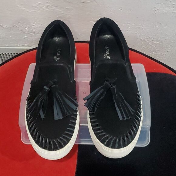 J/Slides Aztec Fashion Sneaker in Black Suede Size 7.5 - Picture 3 of 13